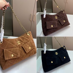 CHANEL suede shoulder tote chain bag